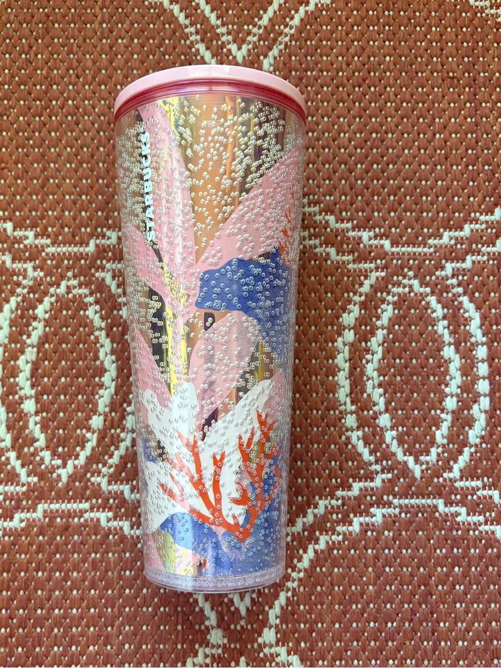 Starbucks Pink Floral Sequin Travel Tumbler